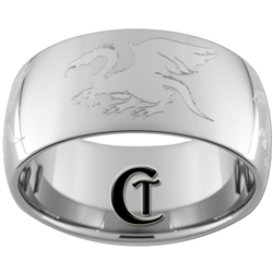 12mm Dome Tungsten Carbide Band Dragons Design