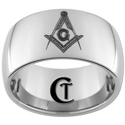 12mm Dome Tungsten Carbide Masonic Design