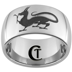 12mm Dome Tungsten Carbide Dragon Design