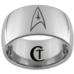 12mm Dome Tungsten Carbide Star Trek Design