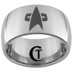 12mm Dome Tungsten Carbide Star Trek Design