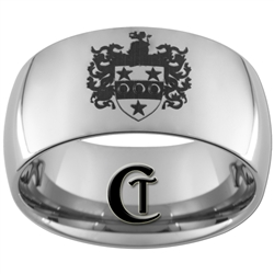 12mm Dome Tungsten Carbide Knights Crest Design