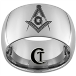 12mm Dome Tungsten Carbide Masonic Design