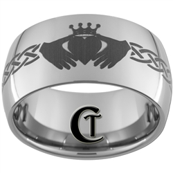 12mm Dome Tungsten Carbide Claddagh Design