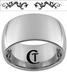 12mm Dome Tungsten Carbide Two Dragons Design Ring.