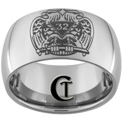 12mm Dome Tungsten Carbide Masonic 32nd Degree Design