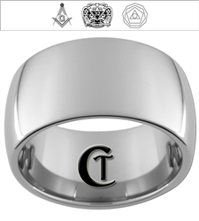 12mm Dome Tungsten Carbide Masonic Design