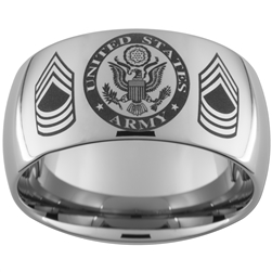 12mm Dome Tungsten Carbide ARMY Crest & Master Sergeant  Design.