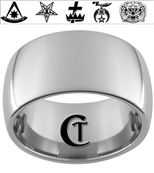 12mm Dome Tungsten Carbide Multiple Masonic Design