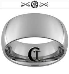 12mm Dome Tungsten Carbide Army Crest and Crossed Sabers Design Ring.