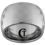 12mm Dome Tungsten Carbide NASCAR Checkered Flag Design Ring