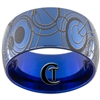 12mm Blue Dome Tungsten Carbide Doctor Who Gallifreyan Design.