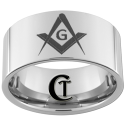 12mm Pipe Tungsten Carbide Masonic Design