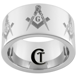 12mm Pipe Tungsten Carbide Masonic Design