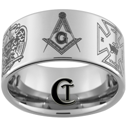 12mm Pipe Tungsten Carbide Masonic Design