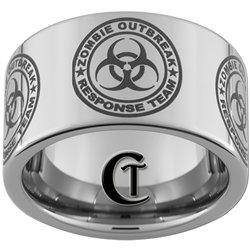 12mm Pipe Tungsten Carbide Biohazard Ring Design