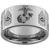12mm Pipe Tungsten Carbide Multiple Alternating Marines Symbols and Master Sergeant Rank Designs.