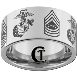 12mm Pipe Tungsten Carbide Multiple Marines Symbol & Master Sergeant Rank Design.