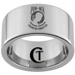 12mm Pipe Tungsten Carbide Military POW MIA Remembrance Design Ring.