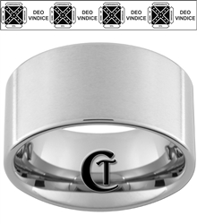 12mm Pipe Tungsten Carbide Veterans Design with a satin finish.