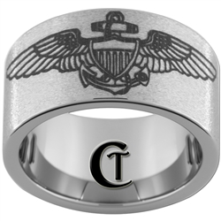 12mm Pipe Tungsten Carbide Military Naval Aviator Don't Tread On Me Design Ring.