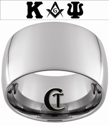 14mm Dome Tungsten Carbide Custom Masonic Design