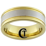 8mm Pipe Gold Two-Tone Tungsten Carbide Design