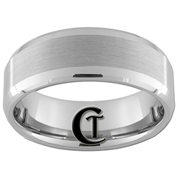 8mm Double Beveled Tungsten Carbide Band With Satin Finish
