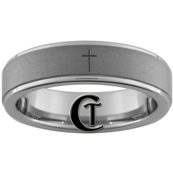 6mm Pipe One-Step Matte Finish Tungsten Carbide Cross Design Ring