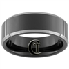 8mm Black Beveled Two-Toned Tungsten Carbide Ring