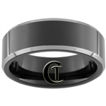8mm Black Beveled Two-Toned Tungsten Carbide Ring