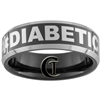 8mm Black Beveled Two-Toned Tungsten Carbide Medical Alert Diabetic Design