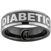 8mm Black Beveled Two-Toned Tungsten Carbide Medical Alert Diabetic Design