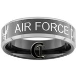 8mm Black Beveled Two-Toned Tungsten Carbide Air Force Dad Design.
