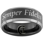 8mm Black Beveled Two-Toned Tungsten Marines Eagle, Globe and Anchor Semper Fidelis Designed Ring