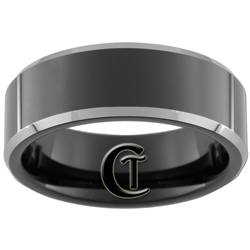 8mm Black Beveled Two-Toned Tungsten Carbide Ring