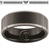 8mm Black Beveled Two-Tone Tungsten Carbide Zelda Design