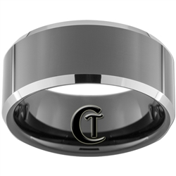 10mm Black Beveled Two-Toned Tungsten Carbide Ring