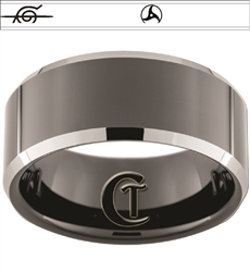 10mm Black Beveled Two-Toned Tungsten Carbide Custom Design