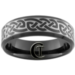 **Clearance** 7mm Black Beveled Tungsten Carbide Celtic Design - Sizes 6, 10 1/2, 15