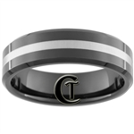 **Clearance** 7mm Black Beveled Tungsten Carbide Laser Line Design - Sizes 12 1/2, 14