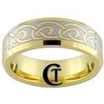 **Clearance** 7mm Gold Beveled Tungsten Carbide Celtic Design - Limited Sizes