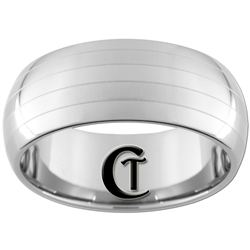 **Clearance** 10mm Dome Tungsten Carbide Two Lasered lines Design - Sizes 6 1/2, 8, 8 1/2, 13 1/2