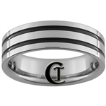 *Clearance** 7mm Pipe 2-Groove Enameled Tungsten Carbide Ring -Limited Sizes