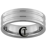 *Clearance** 7mm Pipe 2-Grooved Tungsten Carbide Ring - Sizes 8, 9