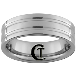 *Clearance** 7mm Pipe 2-Grooved Tungsten Carbide Ring - Sizes 8, 9