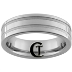 **Clearance** 7mm Piped 2-Grooved Tungsten Carbide Ring - Size 9 1/2