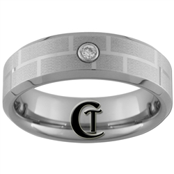 **Clearance** 7mm Beveled w/ CZ Tungsten Carbide Lasered Design -Sizes 9, 10, 10 1/2, 11
