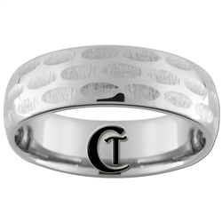 **Clearance** 7mm Side Cut Grooves Dome Tungsten Carbide Ring - Sizes 9, 10, 11