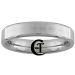 **Clearance** 5mm Bevel Faceted Tungsten Carbide Lasered Designed Center Ring - Sizes 9, 10 1/2, 11, 11 1/2